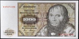 1000 německých marek 2. ledna 1980.