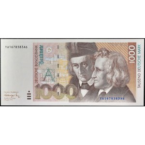 1000 Deutsche Mark Typ Ersatz Serie YA 1. August 1991.