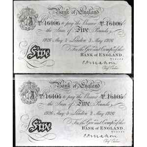 Lotto (2) - 5 sterline con emissioni consecutive 3 maggio 1926.
