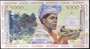 50 franchi nuovi sovrastampati su 5000 franchi tipo 