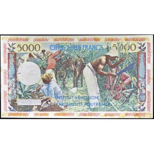 50 nowych franków z nadrukiem na 5000 franków typu jeune antillaise ND (1960).
