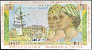 5 franków z portretem dwóch kobiet ND (1964).