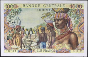 1000 francs - letter C (Congo) ND (1963).