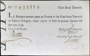 100 livres Tournois - Banque de Law 1er janvier 1720.