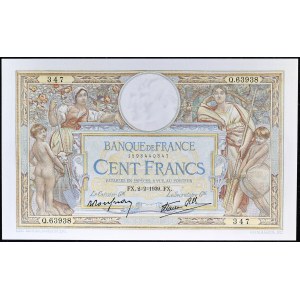 100 francs type modifié “Luc Olivier Merson” 2-2-1939.