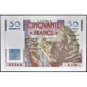 50 francs 1947 type “Le Verrier” 7-6-1951.