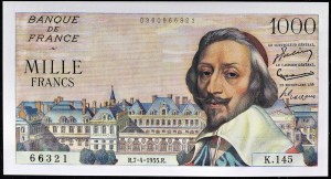 1000 francs type 1953 “Richelieu” 7-4-1955.