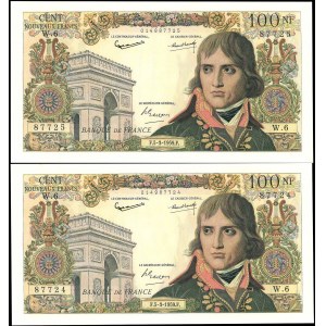 Lot (2) - 100 nouveaux francs type “Bonaparte” 5-3-1959.