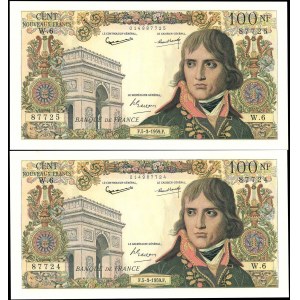 Lot (2) - 100 new francs type Bonaparte 5-3-1959.