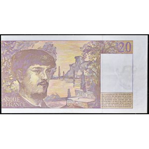 20 francs type 1997 modifié Debussy fauté avec décalage d'impression au verso 1997.