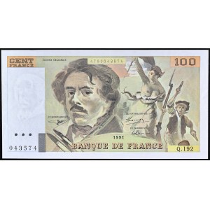 100 francs type 1978 Delacroix Uniface - series unknown 1991.