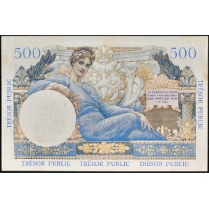 5 nouveaux francs surchargé sur 500 francs - Trésor Public ND (1960).
