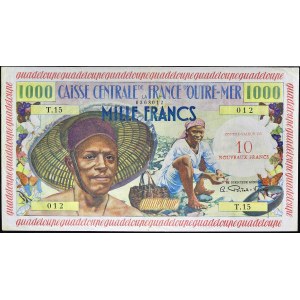 10 nových frankov s pretlačou na 1000 frankoch typu Pêcheur ND (1960).