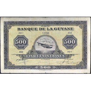 500 francs impression US type “hydravion” - première signature ND (1942).