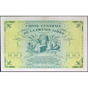 100 Franken Typ Caisse centrale de la France Libre Impression GB 1941.