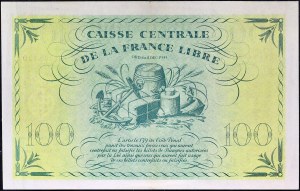 100 francs type Caisse centrale de la France Libre “Impression GB” 1941.
