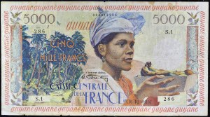 5000 francs type “Jeune antillaise” ND (1960).