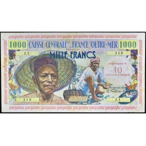 10 new francs overprinted on 1000 francs Pêcheur type - first series ND (1960).