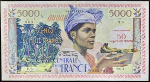 50 franchi nuovi sovrastampati su 5000 franchi tipo 