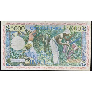 50 neue Franken überdruckt auf 5000 Franken Typ Jeune antillaise ND (1960).