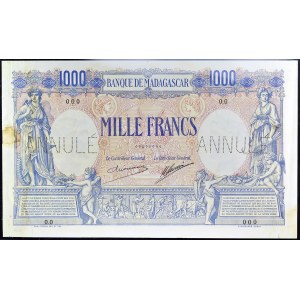 1000 franków typu SPECIMEN ND (1926-1937).