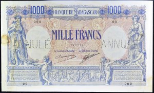 1000 franků typ SPECIMEN ND (1926-1937).