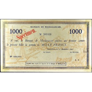 1000 francs type SPECIMEN December 15, 1941.