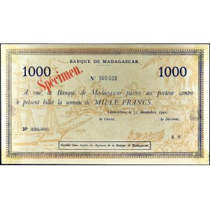 1000 franków typu SPECIMEN 15 grudnia 1941 r.