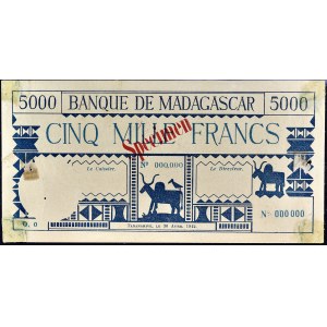 5000 francs type SPECIMEN April 30, 1942.