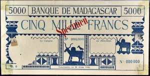 5000 francs type SPECIMEN 30 avril 1942.