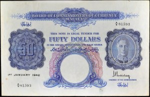 50 dollars type “George VI” 1er janvier 1942.