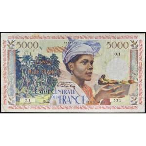 5000 francs type Jeune antillaise ND (1960).