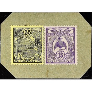 50 Centimes - Typ mit zwei Briefmarken 35 und 15 Centimes ND (1914).