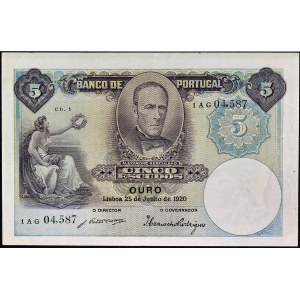 5 Escudos 25. Juni 1920.