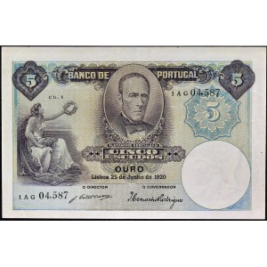 5 escudos June 25, 1920.