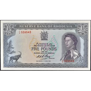 5 sterline tipo ritratto Regina Elisabetta II 1966.