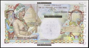 1 nový frank s přetiskem na 50 francích typu 