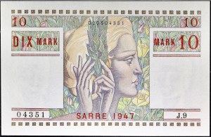 10 mark type “Allemagne/Sarre” 1947.