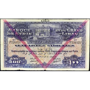 100 funtów z napisem Liban na marginesie 1939.