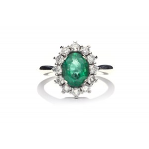 Prsten se smaragdem a diamanty 2. polovina 20. století.