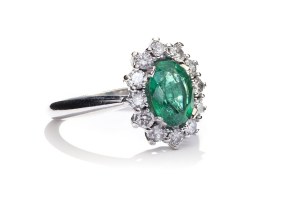 Ring with emerald and diamonds 2nd half of 20th century.