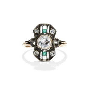 Ring mit Diamanten und Smaragden 19./20. Jahrhundert, Österreich-Ungarn