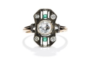 Anello con diamanti e smeraldi XIX/XX secolo, Austria-Ungheria