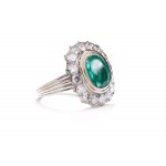 Ring with emerald and diamonds late 20th century.