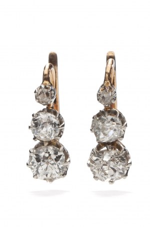 Diamond earrings 2nd half of 19th century, Paris