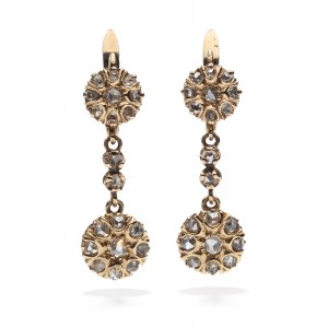 Boucles d'oreilles à rosettes de diamants 2e moitié du 20e siècle.