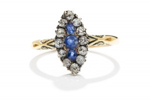 Ring with sapphires and diamonds late 20th century.