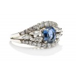 Ring with sapphire and diamonds 2nd half of 20th century.