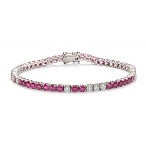 Tennis bracelet with rubies early 21st century.