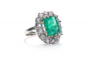 Prsten se smaragdem a diamanty 30.-40. léta 20. století, Francie